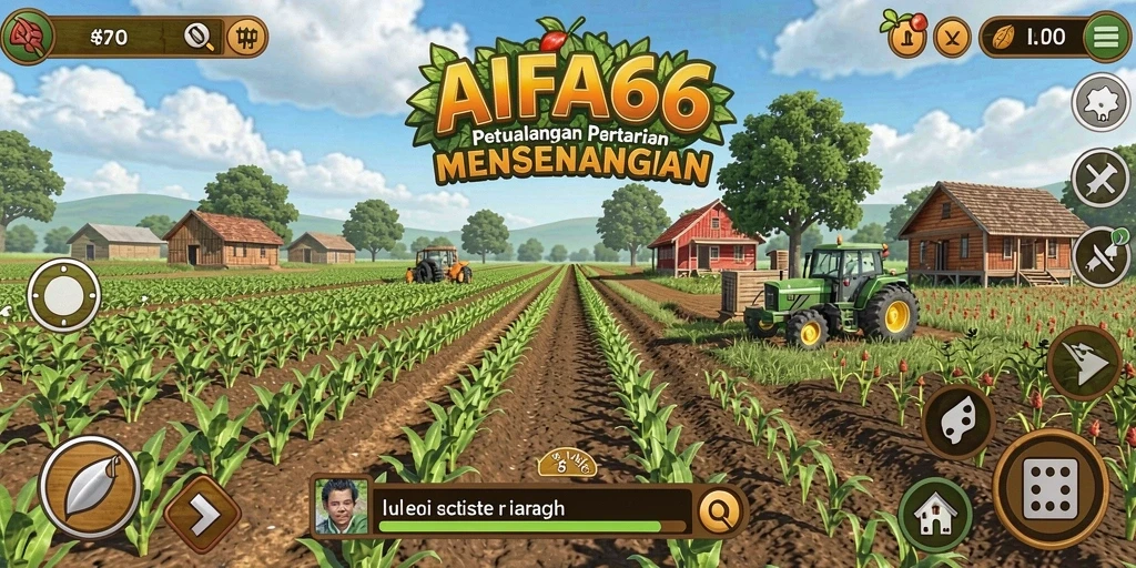 Tampilan gameplay AIFA66 dengan berbagai kegiatan bertani yang seru.