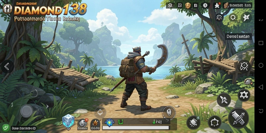 Screenshot gameplay <strong>DIAMOND138</strong> menampilkan eksplorasi dunia terbuka yang luas.