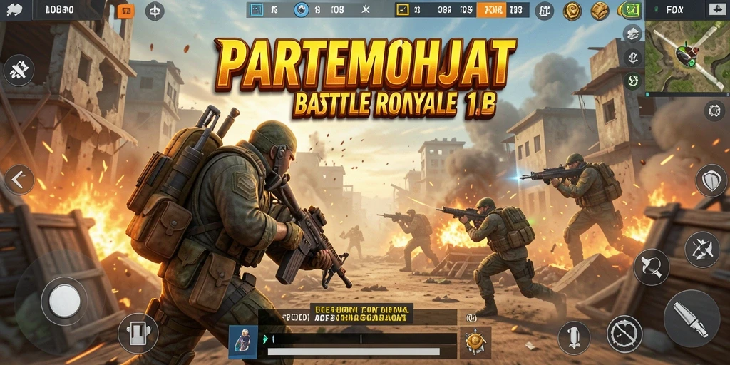 Gameplay mendebarkan dalam pertempuran Battle Royale.