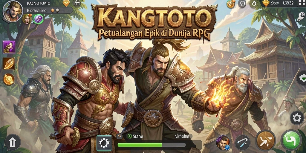 Screenshot gameplay KANGTOTO dengan karakter bertarung melawan musuh.