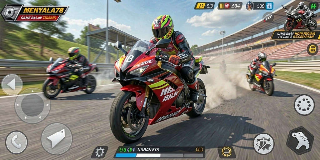 Gameplay seru di MENYALA78 dengan balapan motor yang mendebarkan.