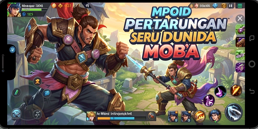 Gameplay MOBA MPOID yang intens dan penuh aksi.
